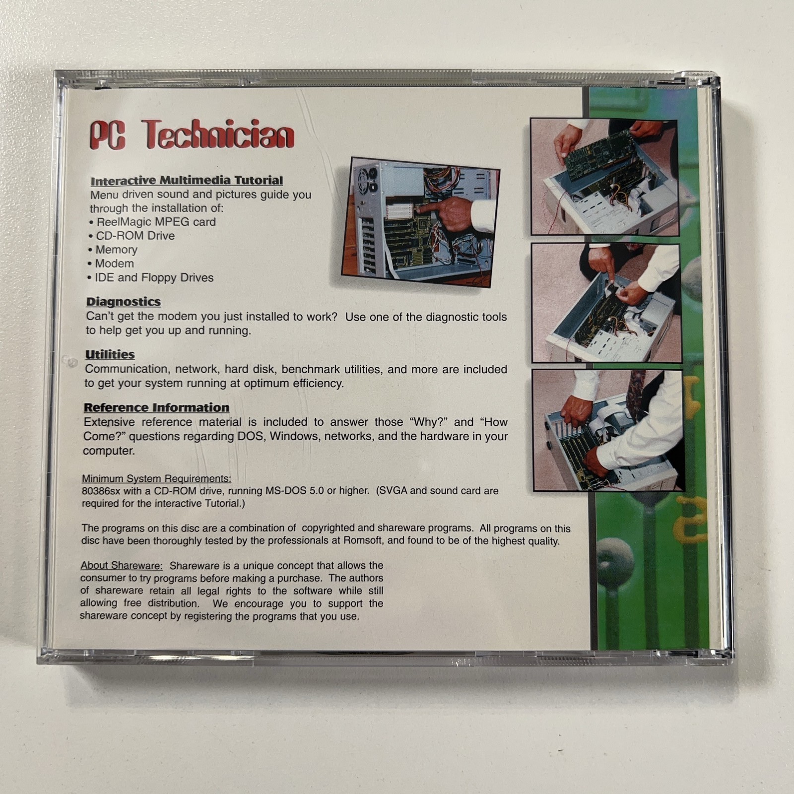 VTG PC Technician Romsoft CD-ROM Vintage Shareware Software Tutorial Diagnostics
