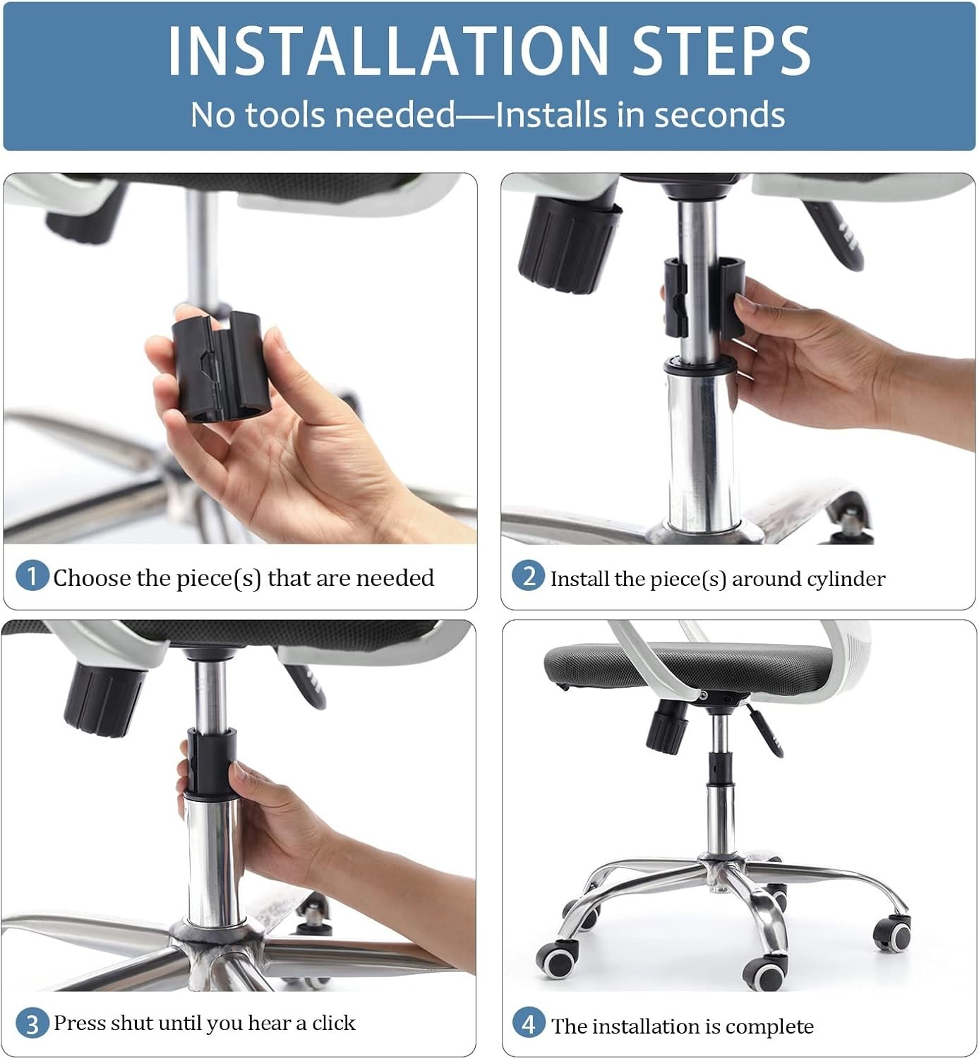 Office Chair Hero Fix Attaches Clamps to Large Cylinder Piston Stops Your Cha...