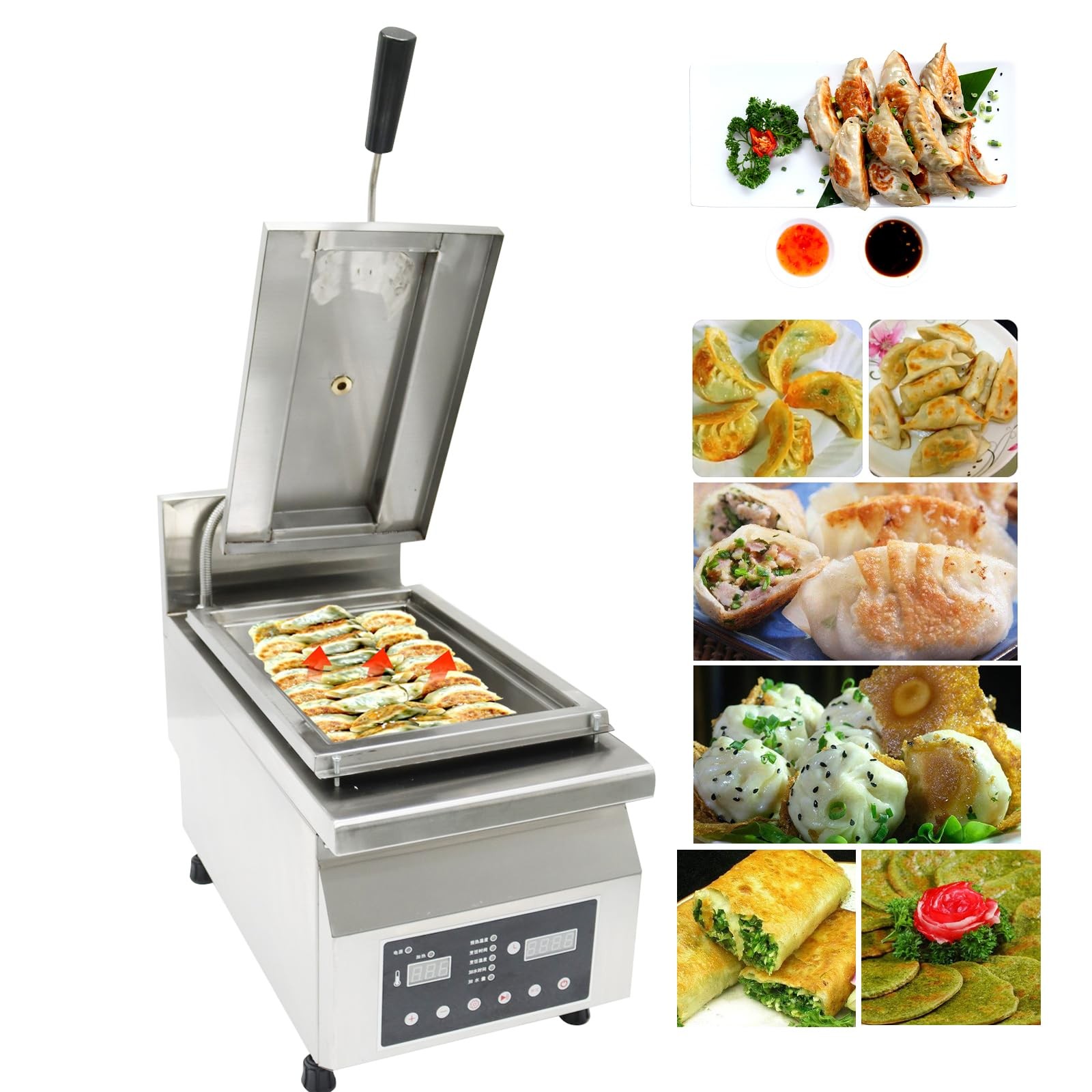 EQCOTWEA 220V Commercial Electric Dumpling Fryer Automatic Fried Dumpling Maker