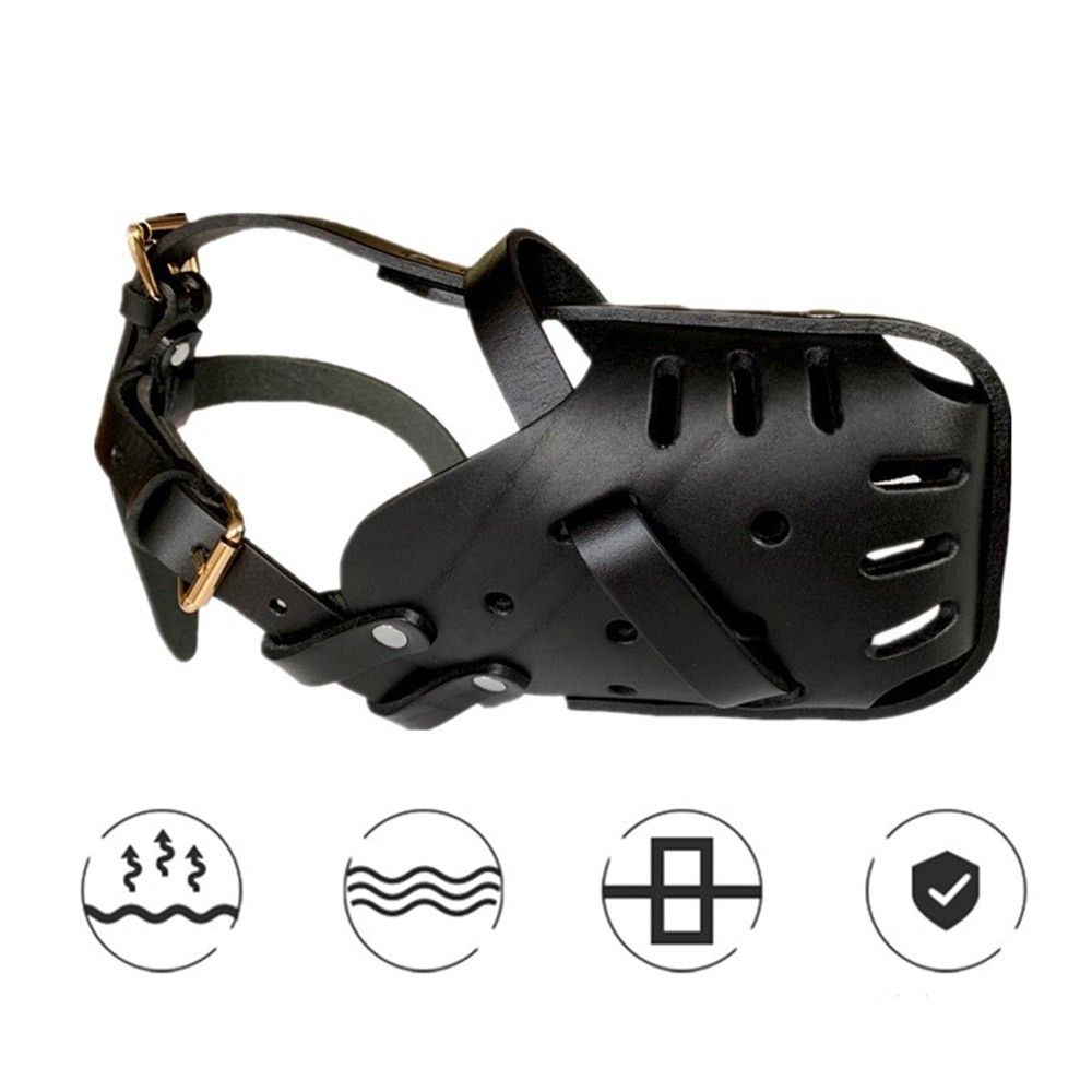 Leather Pitbull Dog Muzzle Doberman German Shepherd Secure Basket Adjustable ╏