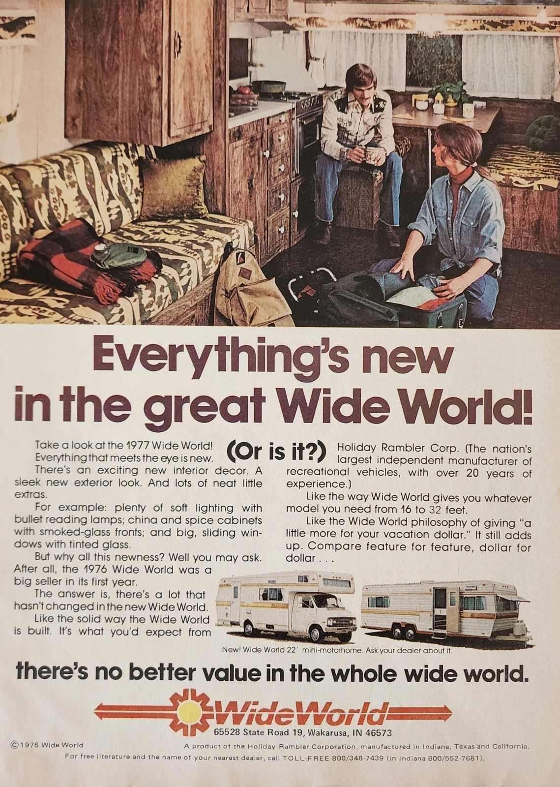 Wide World Camper Picture Aircraft Magazine Ad Original Vtg Retro Wall Art