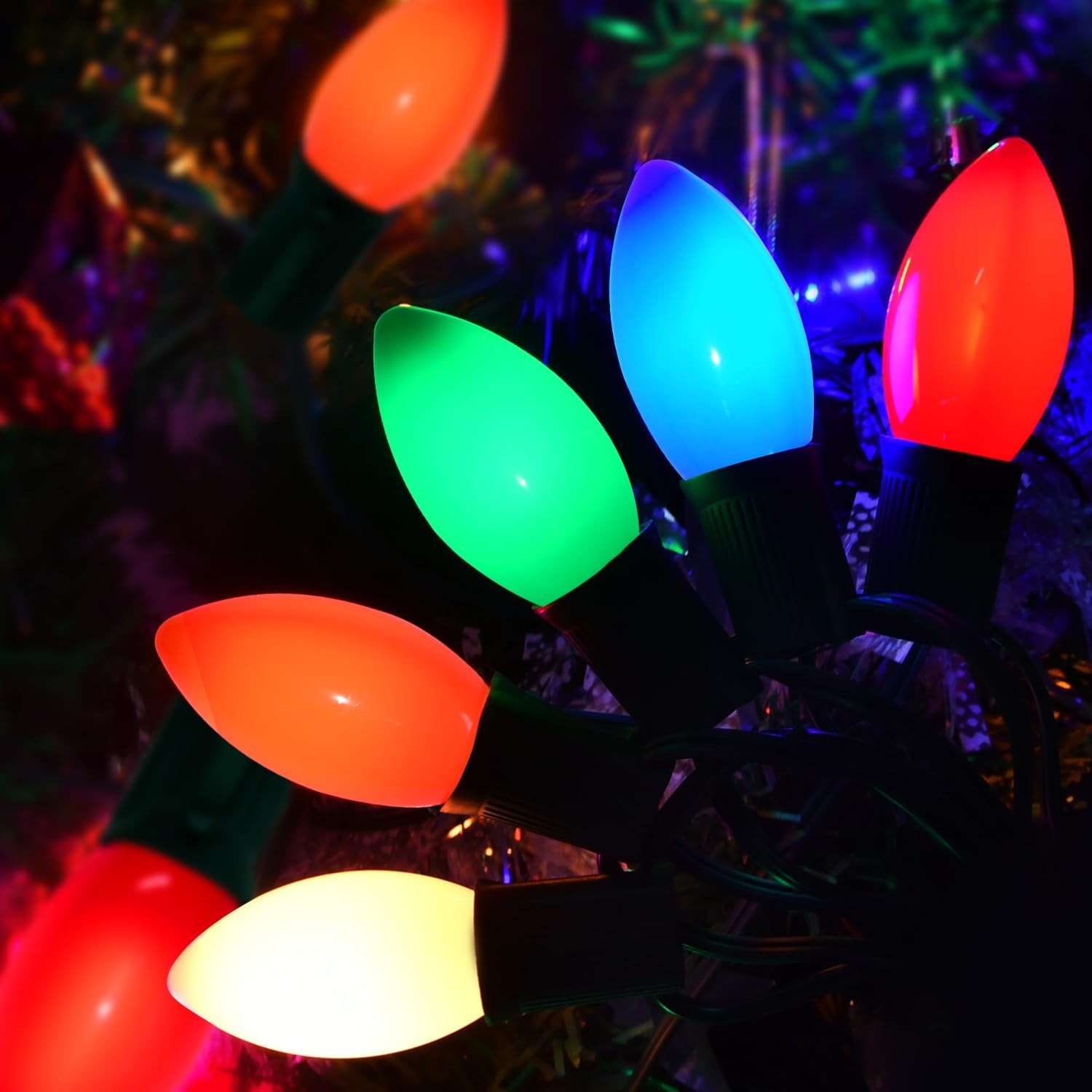 Chritsmas Multicolor C9 LED Replacement Bulbs,25 Pack Colored Plastic Shatter...