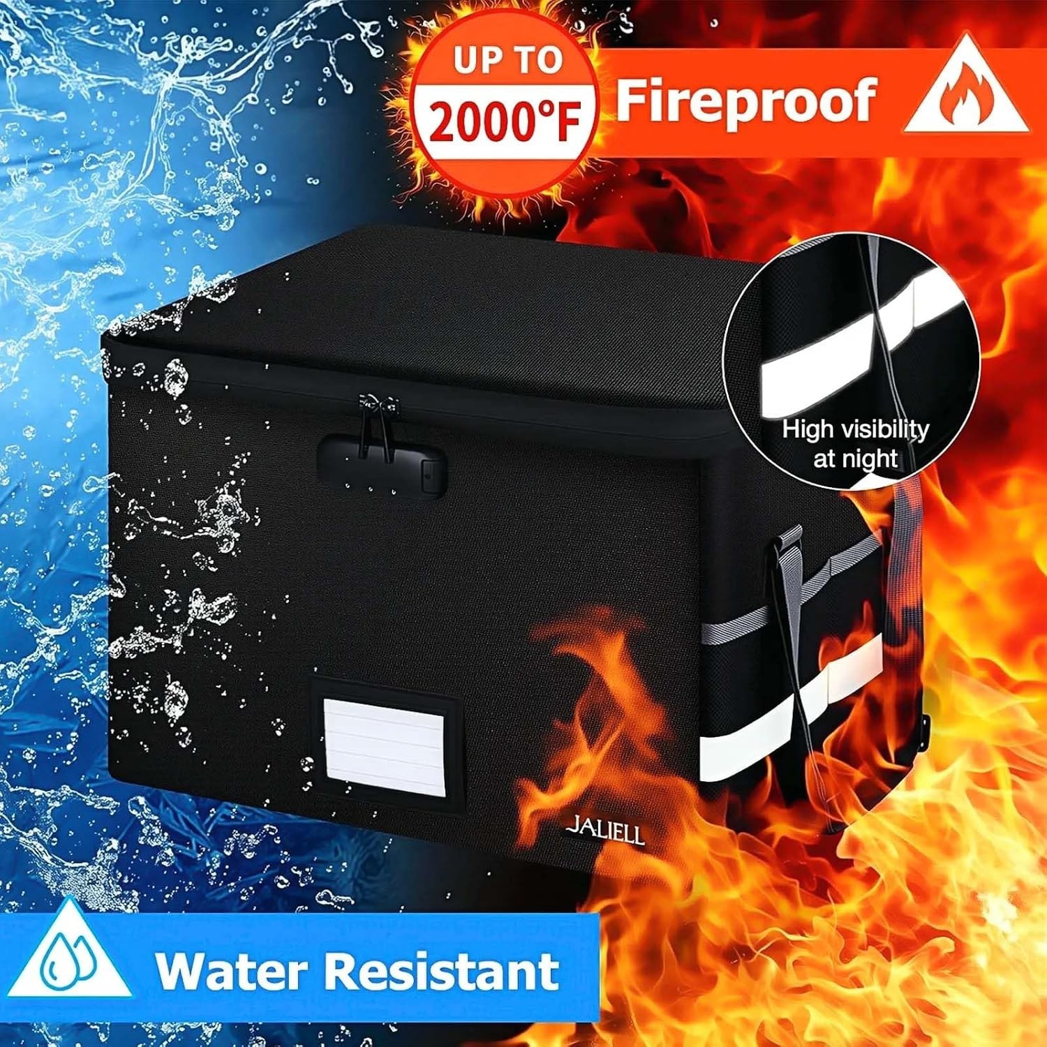 Fireproof Box with Lock, Document Storage Organizer with Lid, organizer Filing S