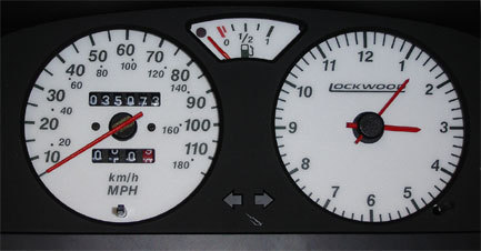 Lockwood Peugeot 106 115MPH Jaeger no Rev - no Rest Pegs RED (G) Dial Kit