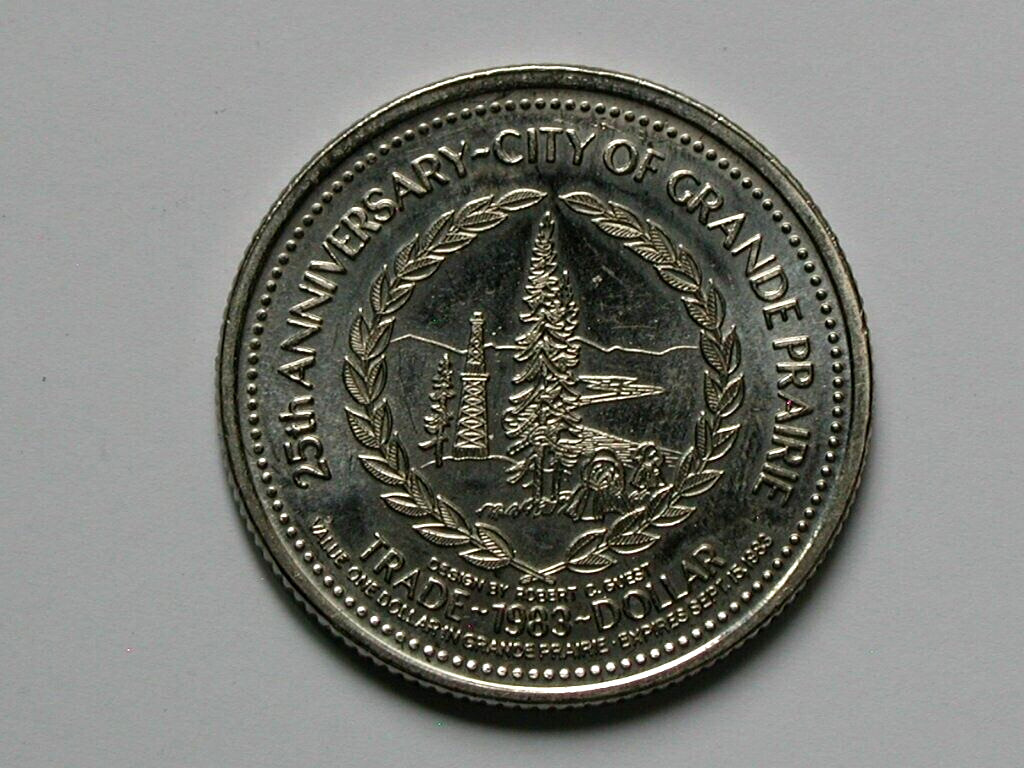 Grande Prairie AB CANADA 1983 Trade DOLLAR Token with Trumpeter Swan Bird
