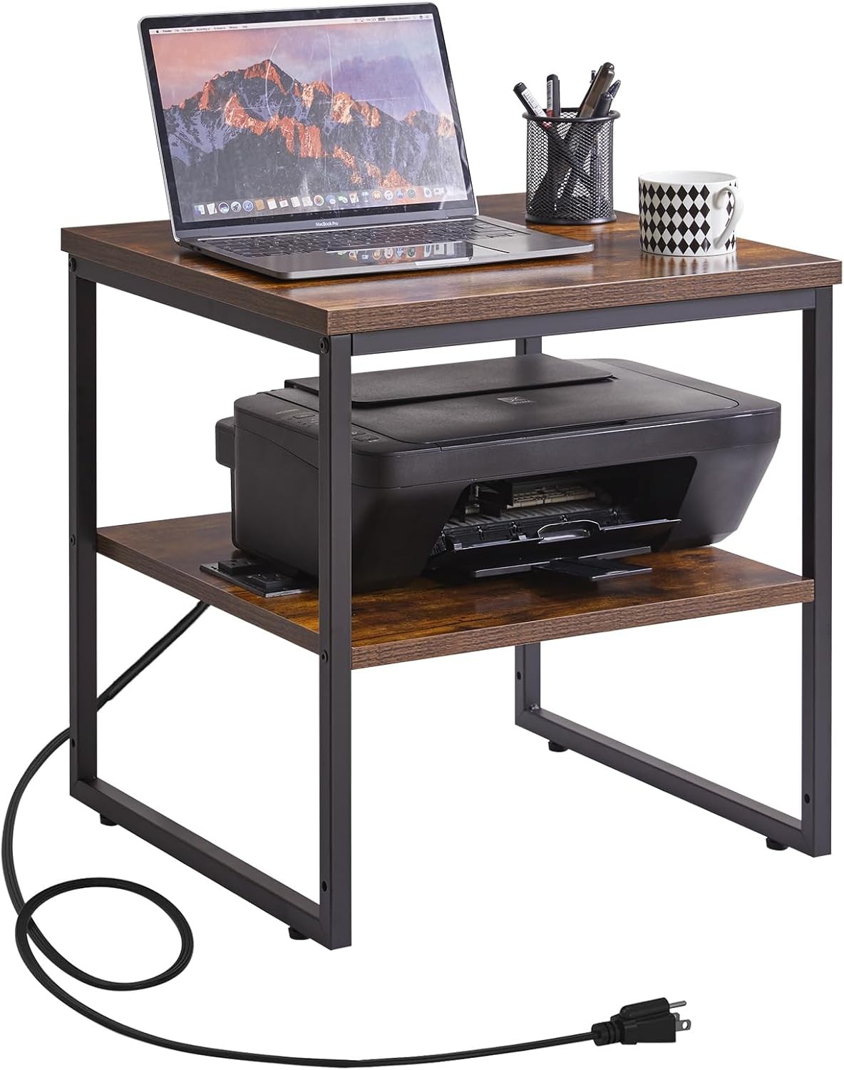 Small Table Stand 20 Inch Multi-Functional Side & Printer Accent Table W/