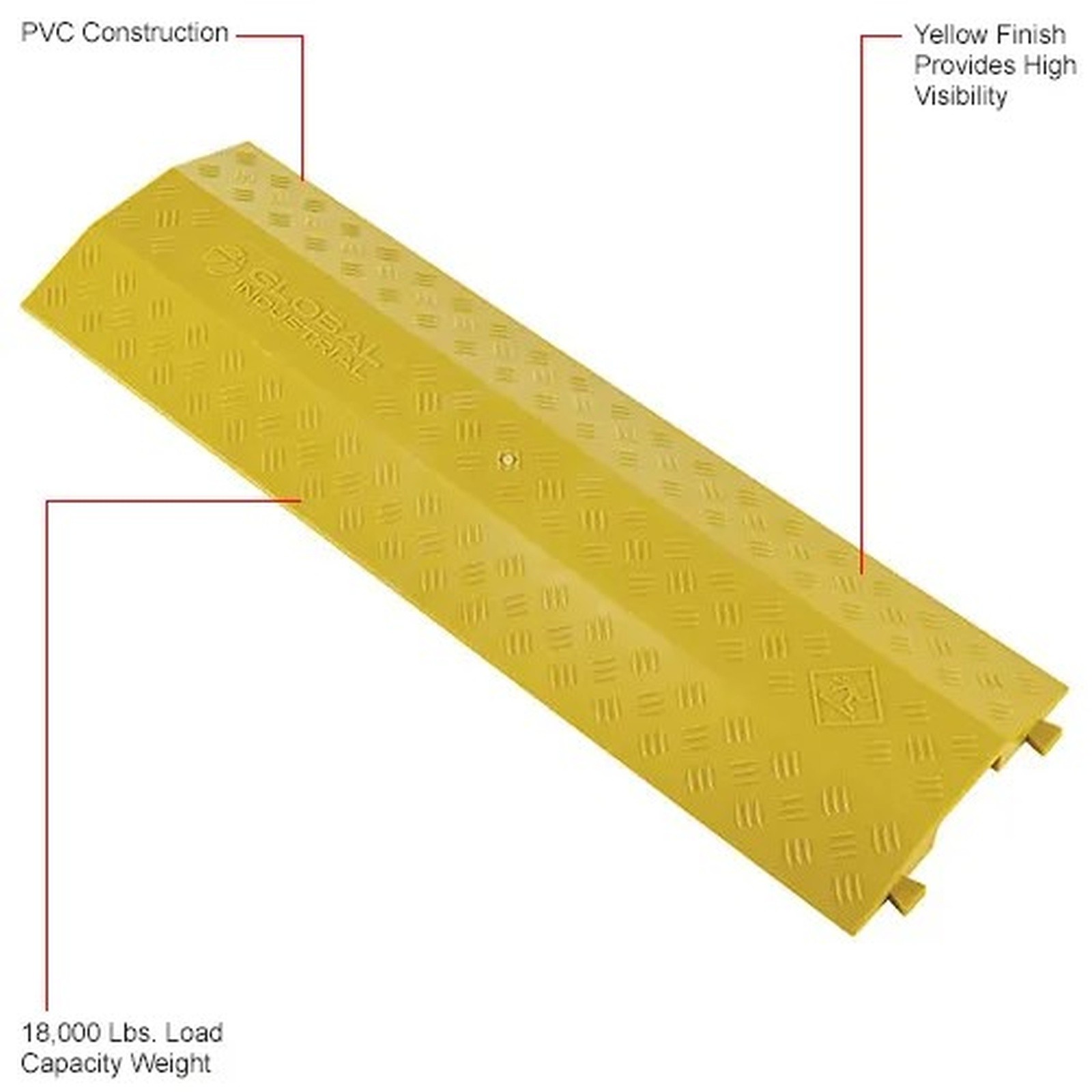 1-Channel Drop Over Cable Protector, 18,000 lbs. Capacity, Yellow
