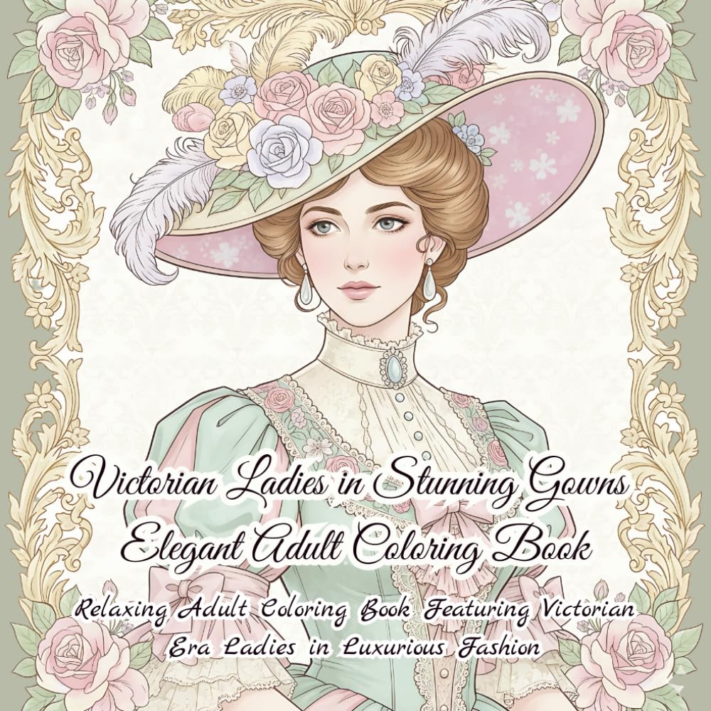 Victorian Ladies in Stunning Gowns Elegant Adult Coloring Book: Relaxing Adult C