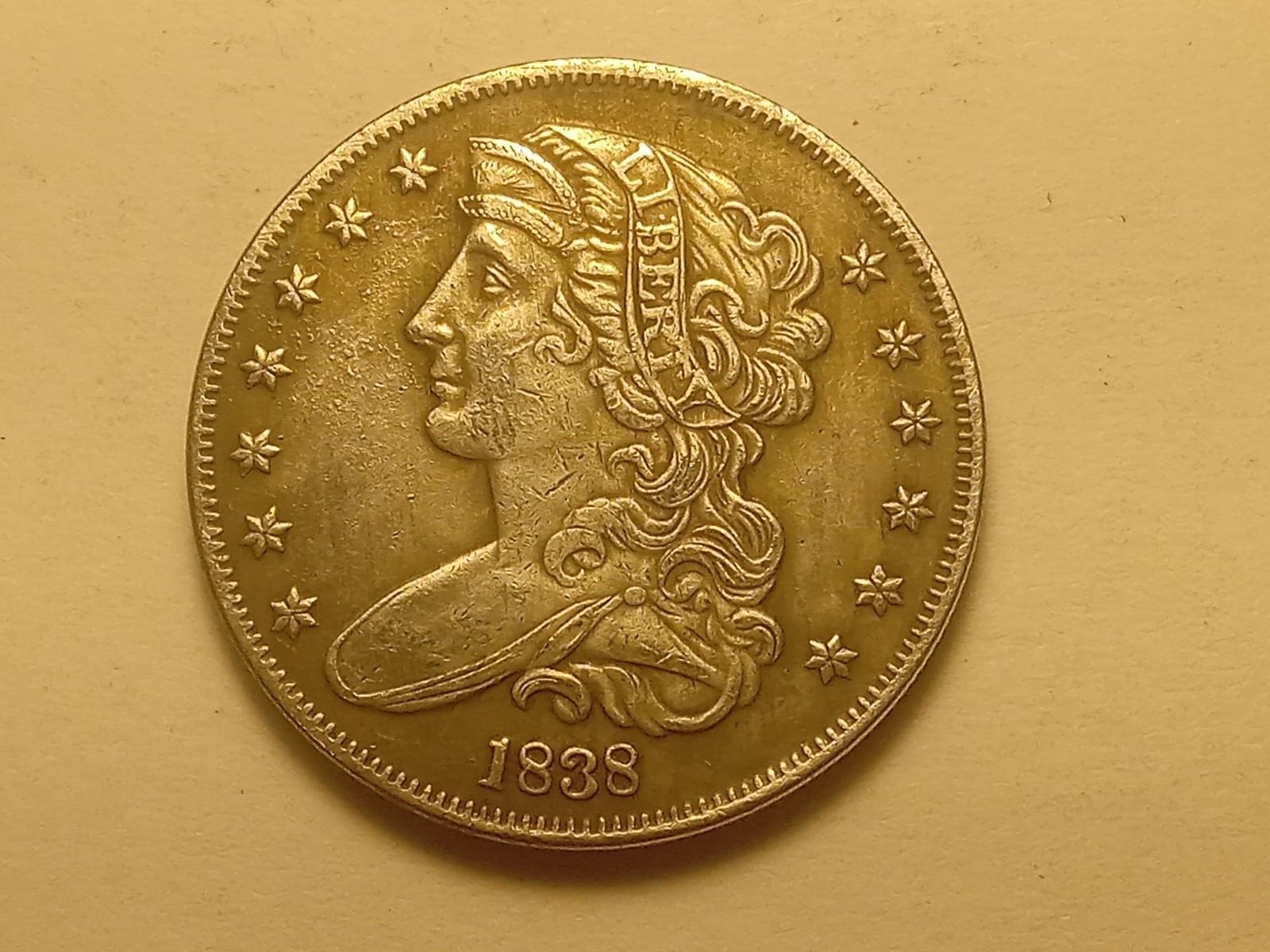 USA 1838 Liberty Facing Left Half Dollar Patterns Econumía Fantasy Coin.