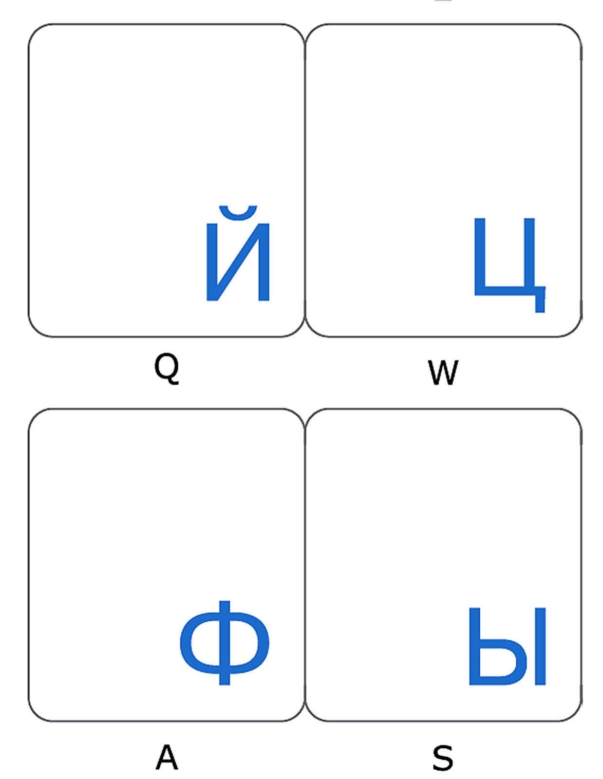 RUSSIAN KEYBOARD STICKER TRANSPARENT BLUE LETTERS CYRILLIC FOR COMPUTER