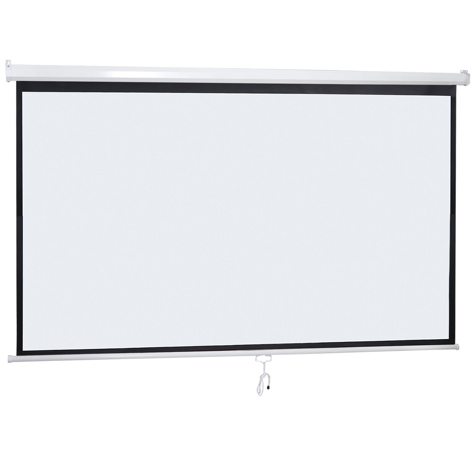80" Manual Pull Down Projector Screen 3D Vivid Viewing Wall & Ceiling Mounted