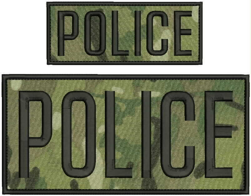 POLICE embroidery patch  4x8 and 2x5 hook MULTICAM square