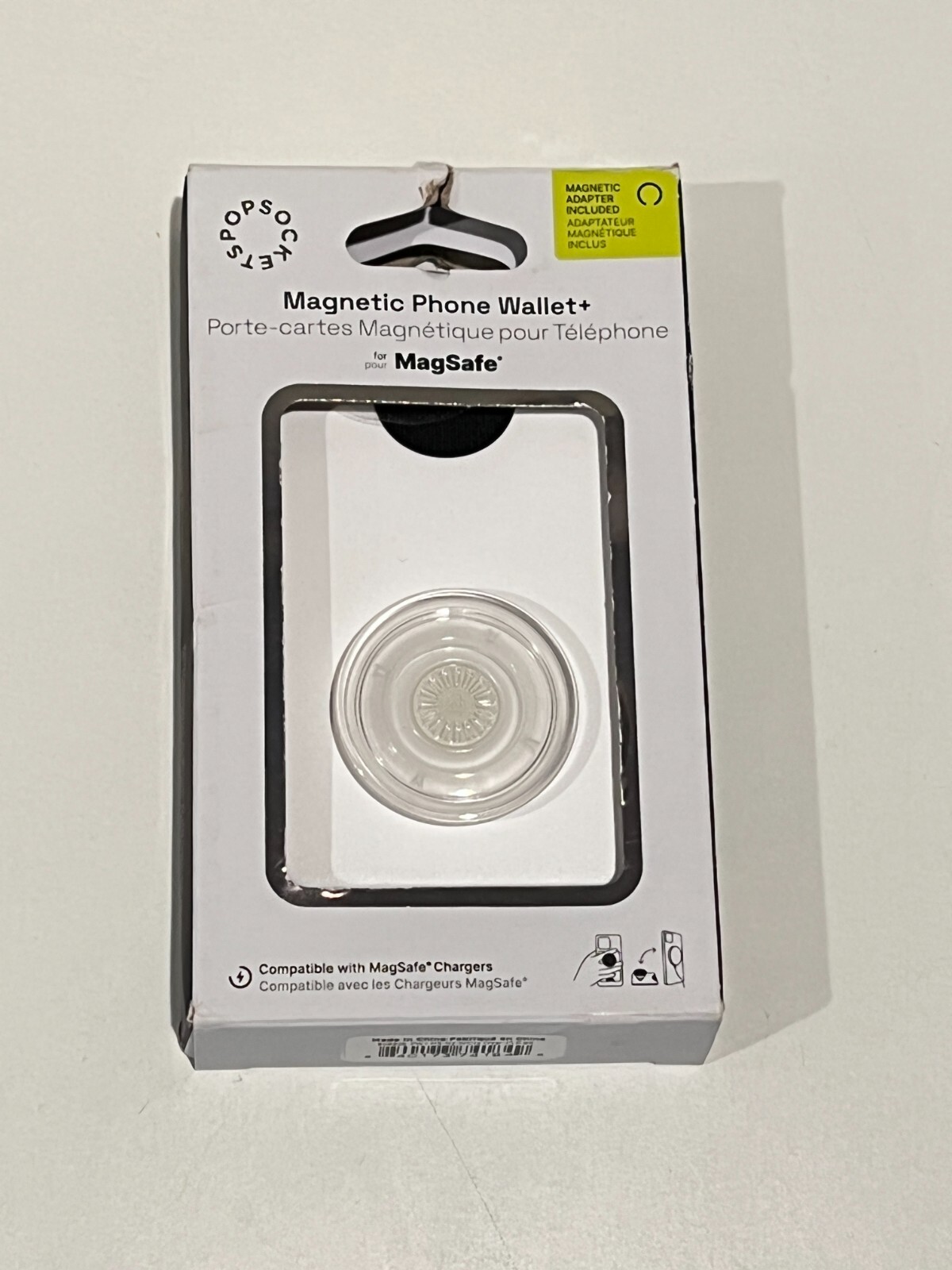PopSockets Magnetic MagSafe PopWallet+ Phone Wallet & Grip iPhone - White/Clear