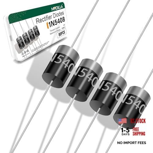 80PCS Rectifier Diodes 3A 1000V, for High Voltage AC to DC Conversion 1N5408