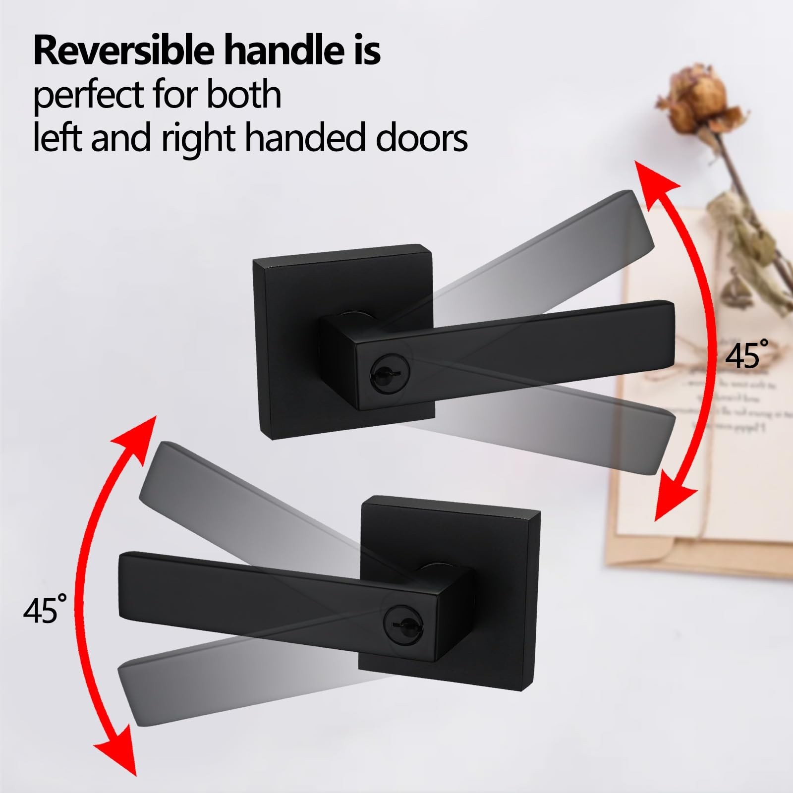 NEWBANG Keyed Entry Solid Door Lever Matte Black Finish 1 Pack