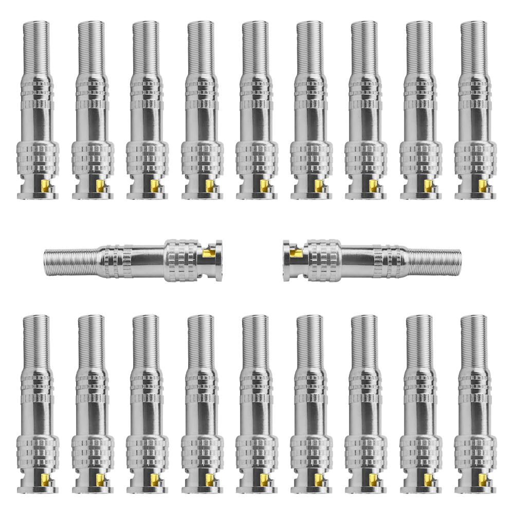 BNC Male Coax Connectors RG59 RG6 Screw On Brass CCTV Security Camera 20PCS