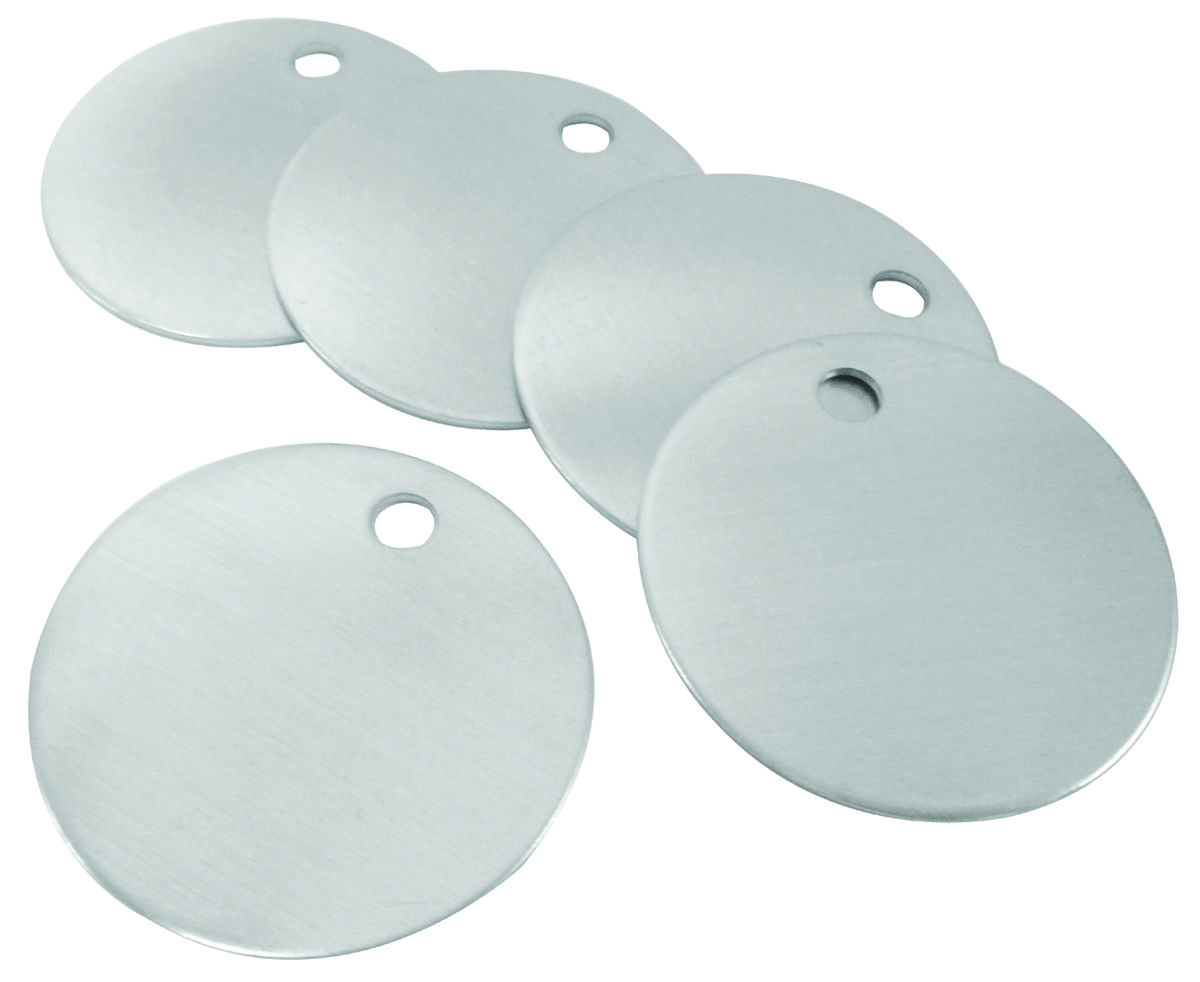 Blank Metal Tags (100 Tags) Model 1098A / 1-1/2" Round Aluminum