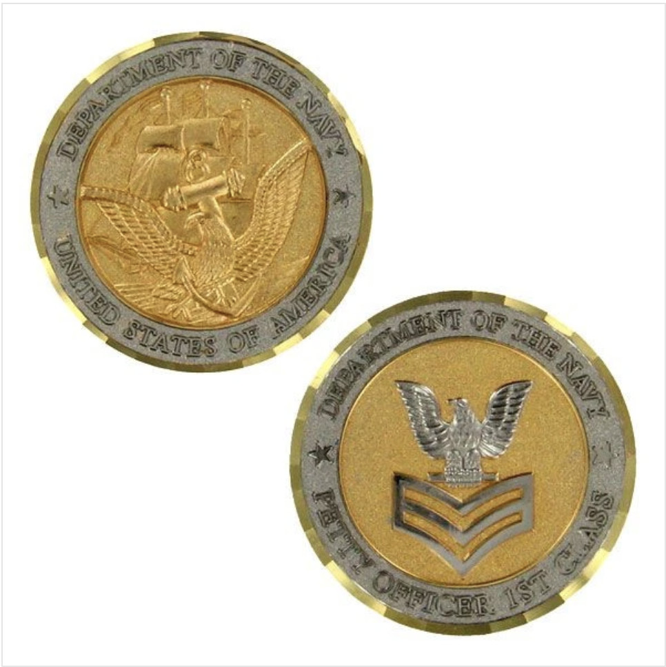 GENUINE U.S. NAVY COIN: E6 PETTY OFFICER FIRST CLASS