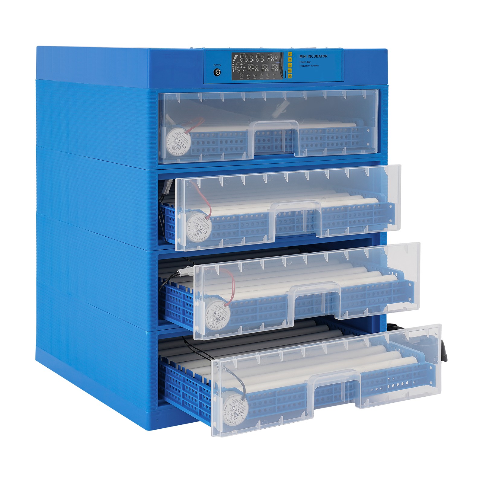 Automatic Egg Incubator 256 Eggs Blue Digital LED 110V 12V Poultry Hatcher