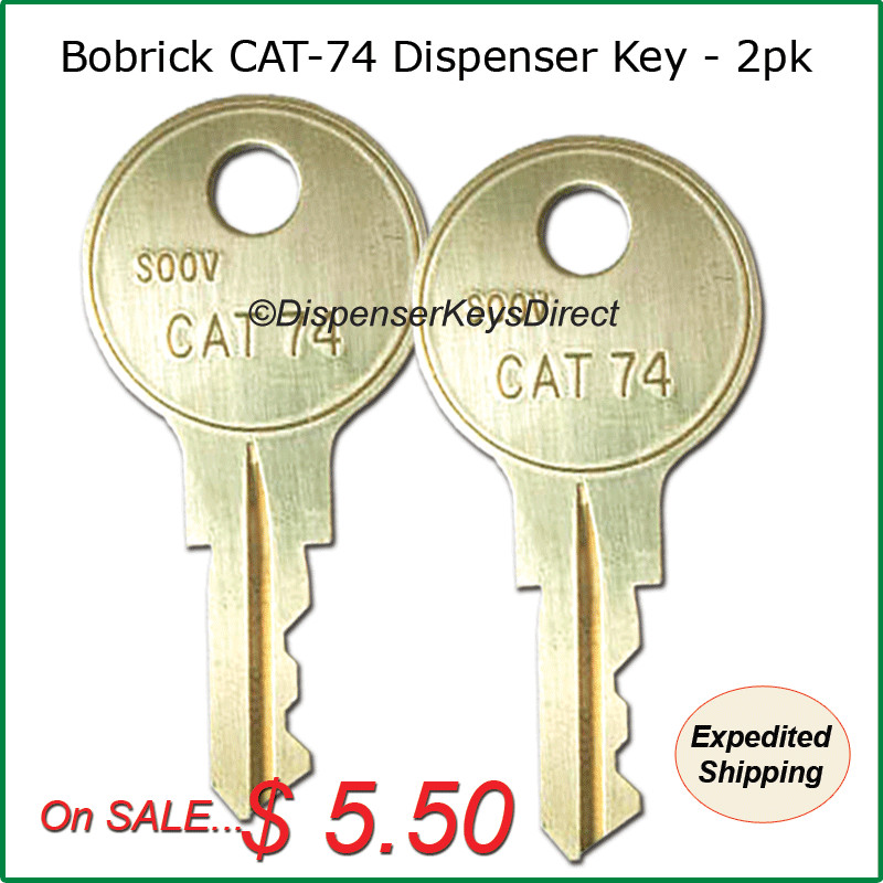 Bobrick "CAT-74" Key for Paper Towel, Toilet Tissue & Liquid Soap Disp. -(2/pk.)