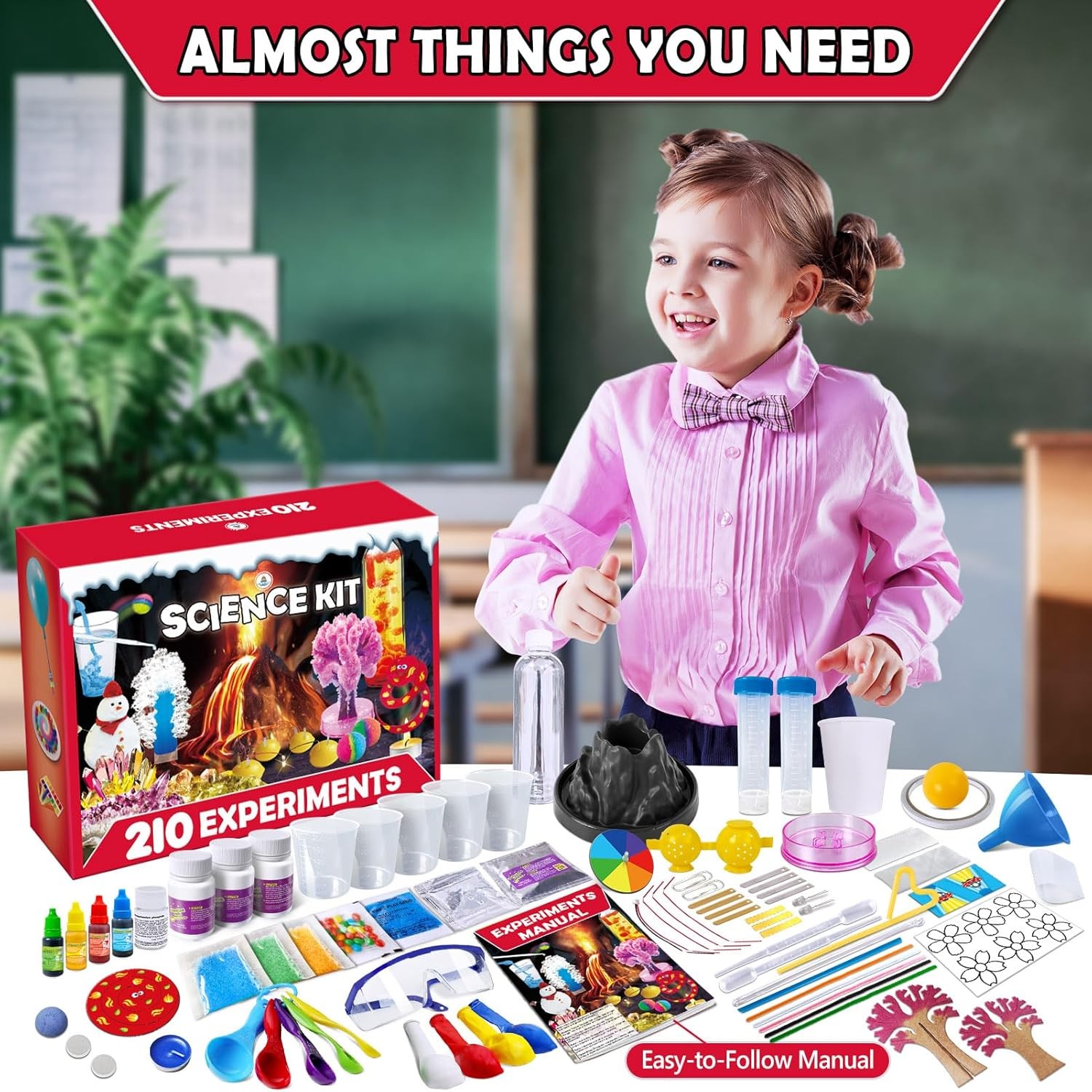 Kids 210 Lab Experiments Kit - Scientist Lab Coat Costume Dress Up Role Play