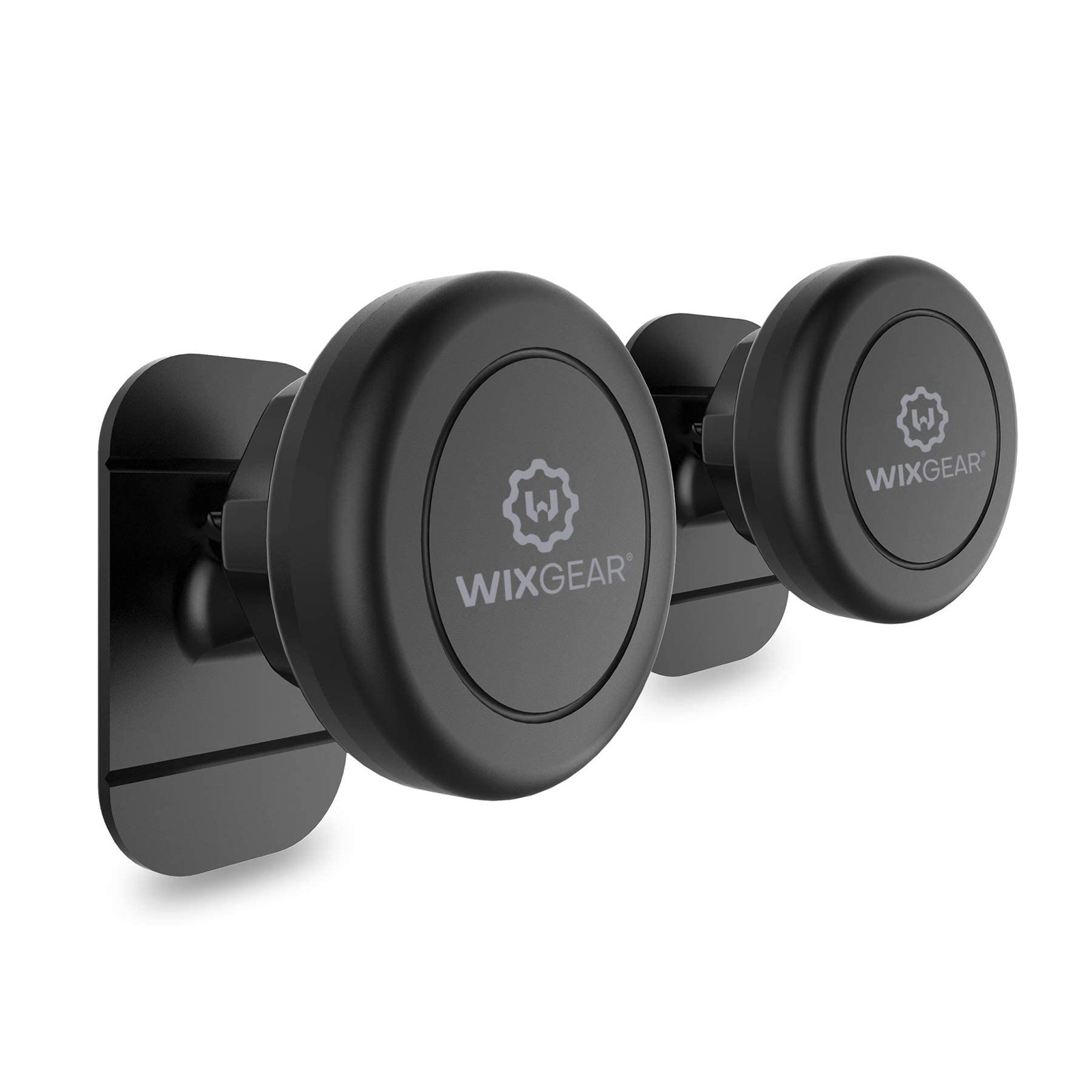 WixGear Magnetic Car Mount [2-Pack] - Universal Stick-On Dashboard Black