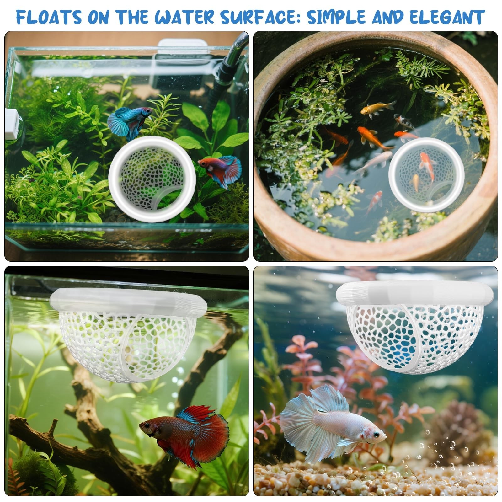 2 Sizes Floating Betta Fish Hide and Shrimp Cave – 3D Printed Aquarium Ham