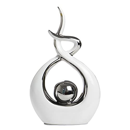 Norrclp Home Decor Modern Abstract Art Ceramic Statue Small White and Silver