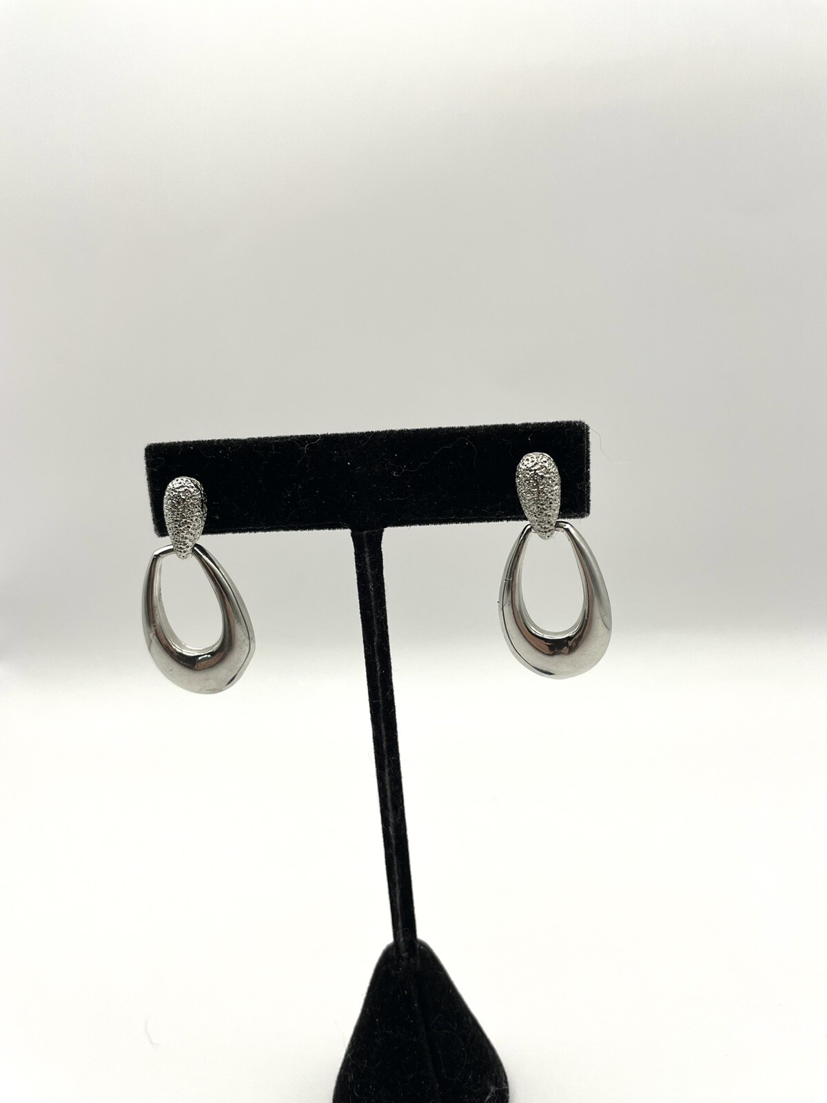 Silvertone Door Knocker Pierced Dangle Earrings