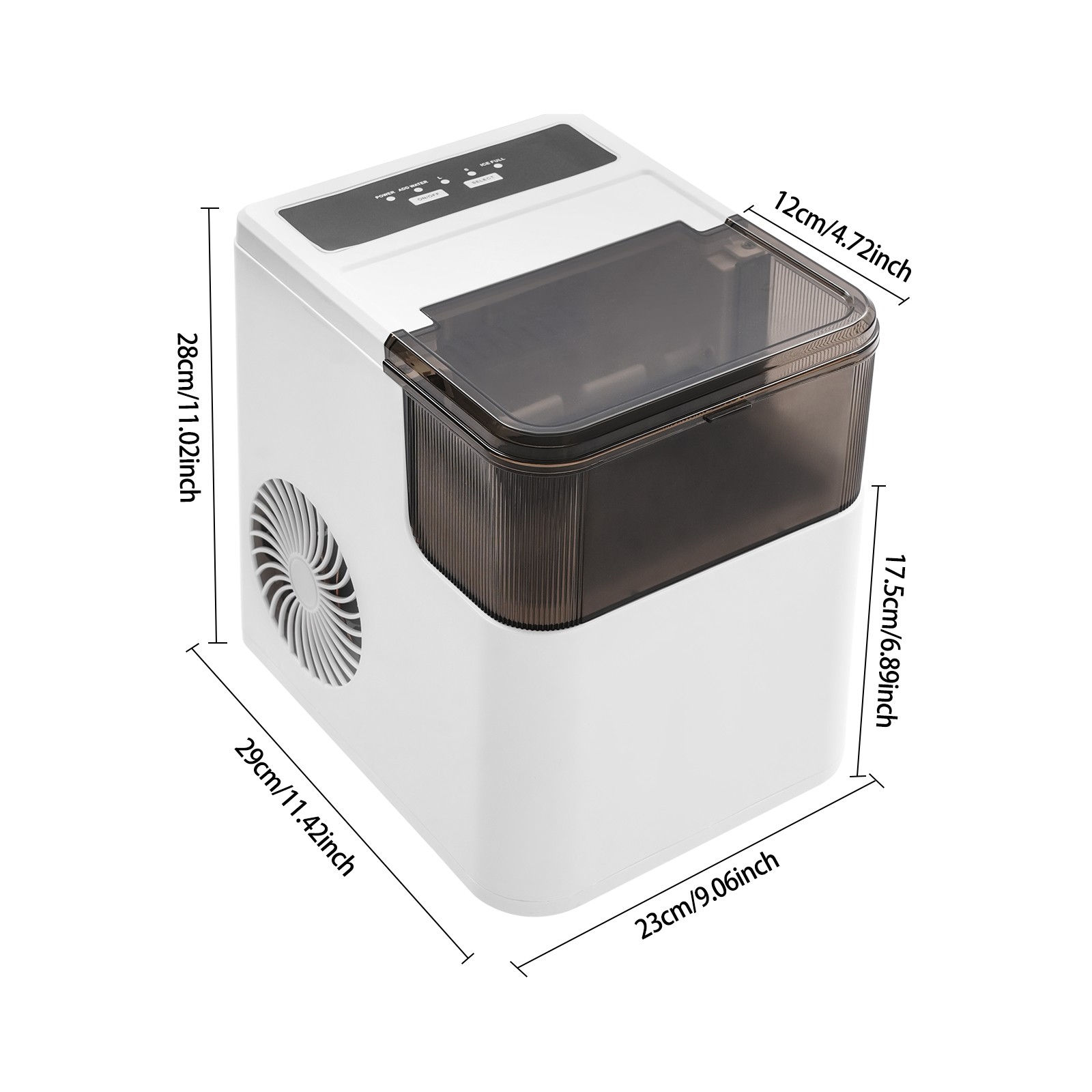 Countertop Ice Maker, Ice Maker, 165W Electric Ice Maker (Two-Size Ice Cube)