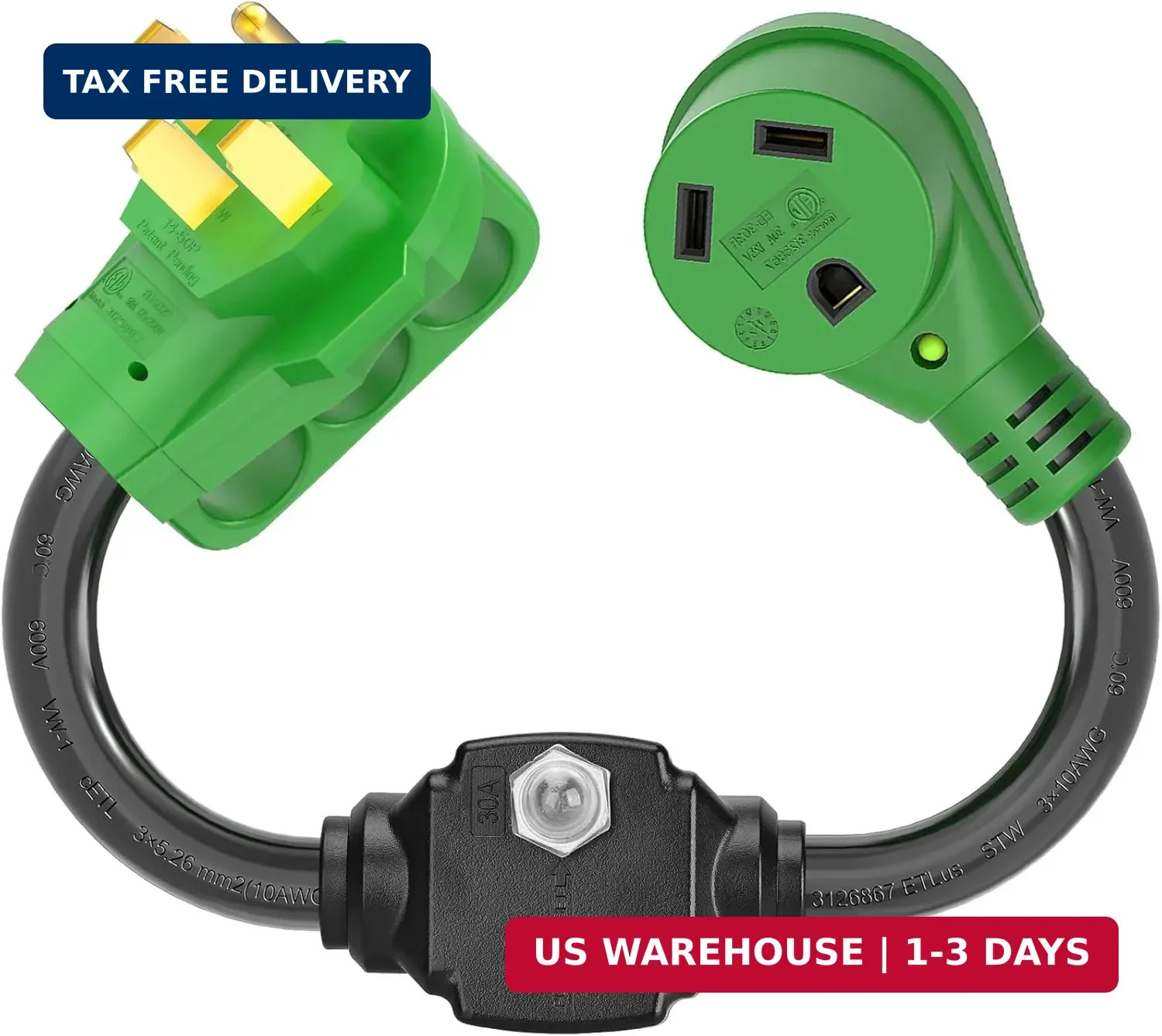 RVGUARD Overload Protector 50 Amp to 30 Amp RV Adapter Cord with Circuit Breaker