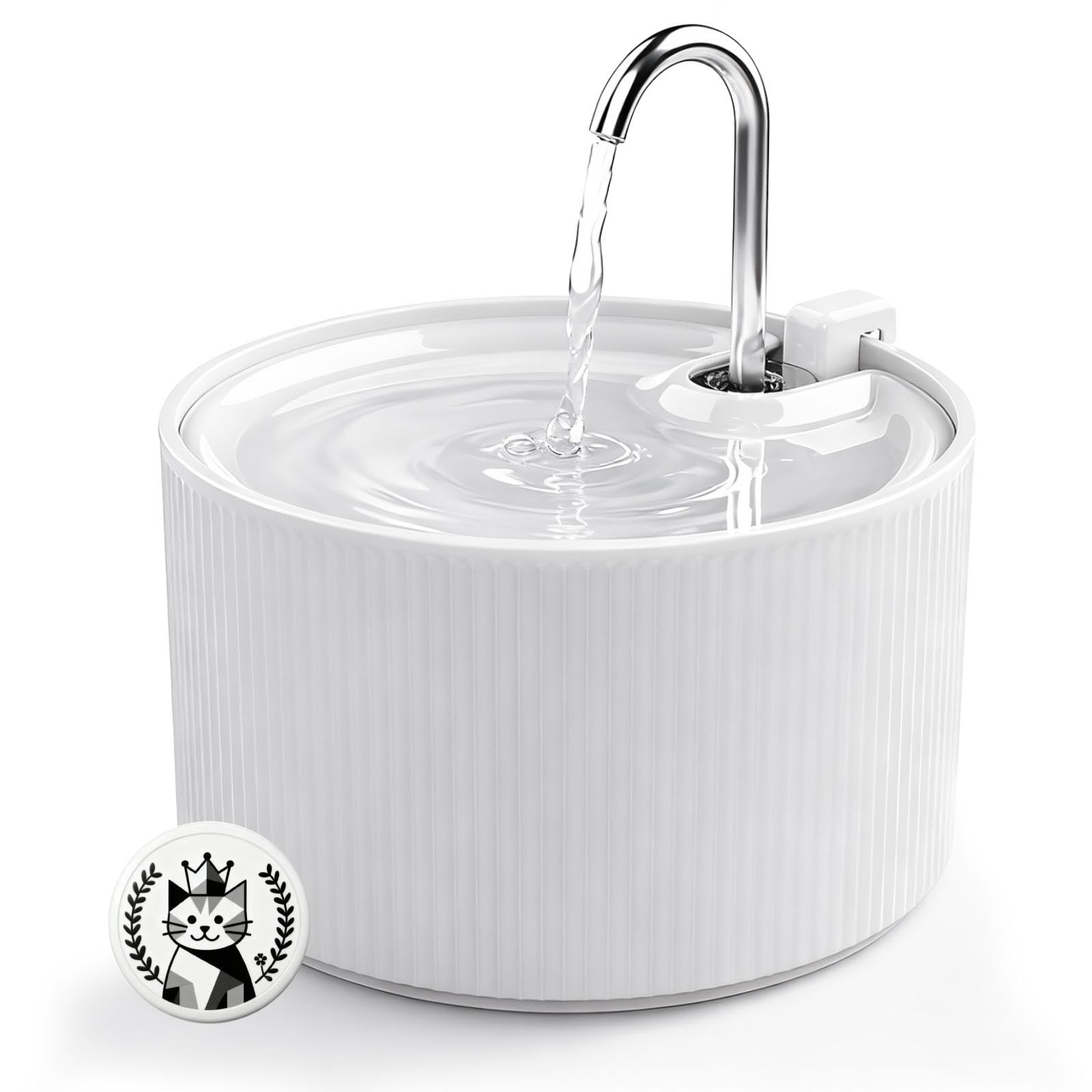 Ceramic Cat Water Fountain, 2.2L/74oz Cat Fountains for Drinking Indoor, Pet ...