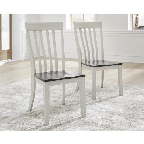 Darborn Farmhouse Armless Dining Chair with Contoured Seat, Set of 2, White &
