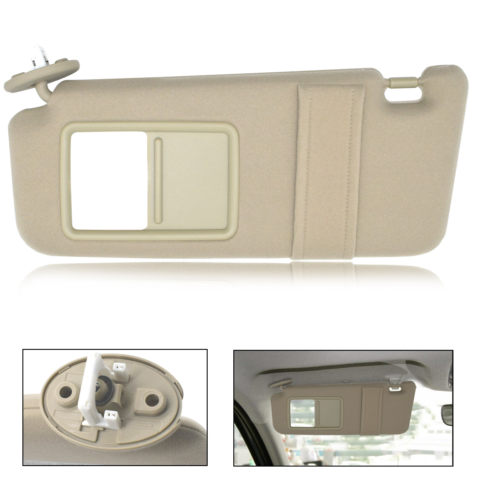 Left Driver Side For Toyota Venza 2009-2016 with Sunroof Beige Tan Sun Visor