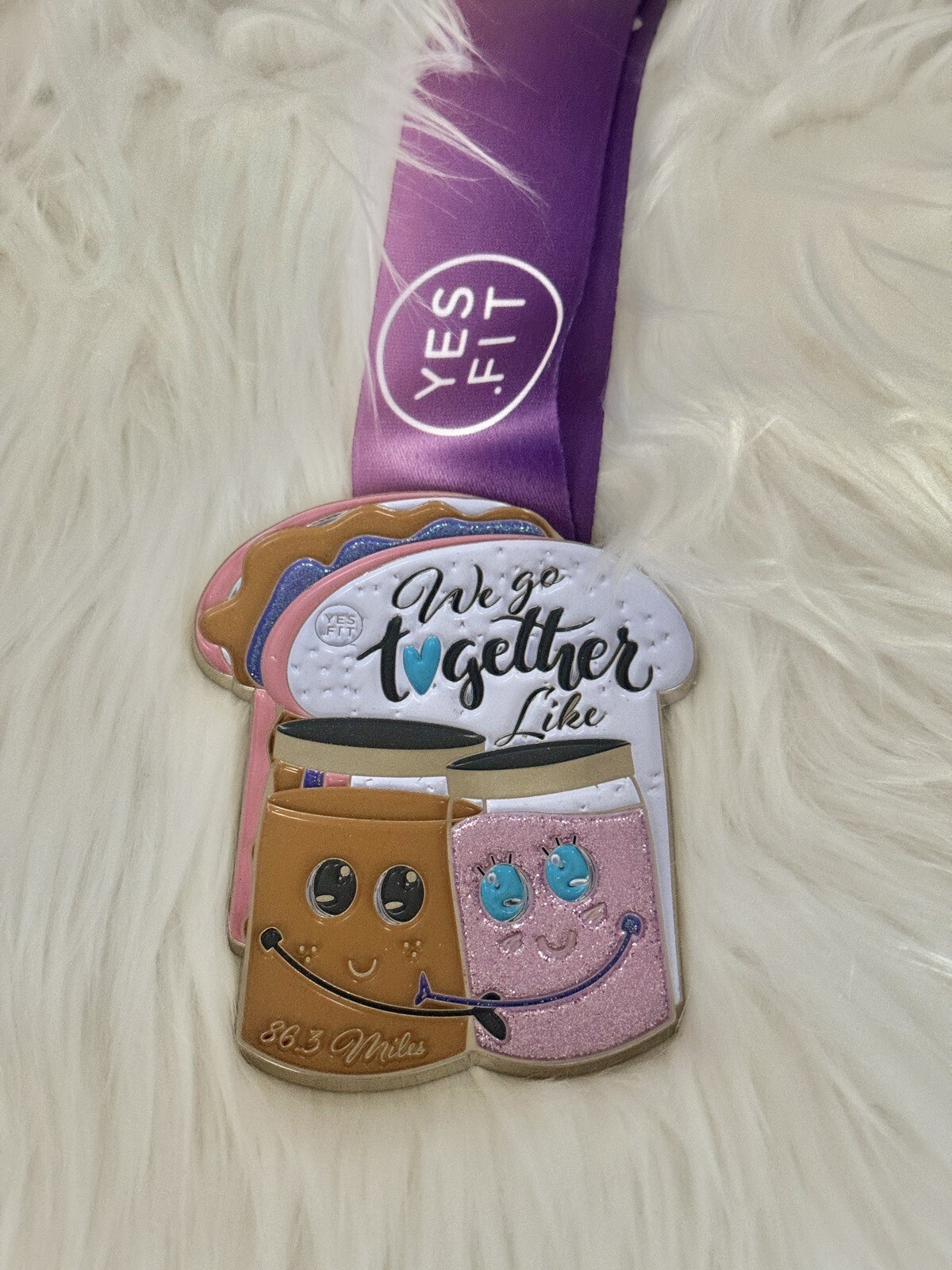 Yes Fit Running Club PB & J  86.3 Miles Virtual Award Medal We Go Together Run