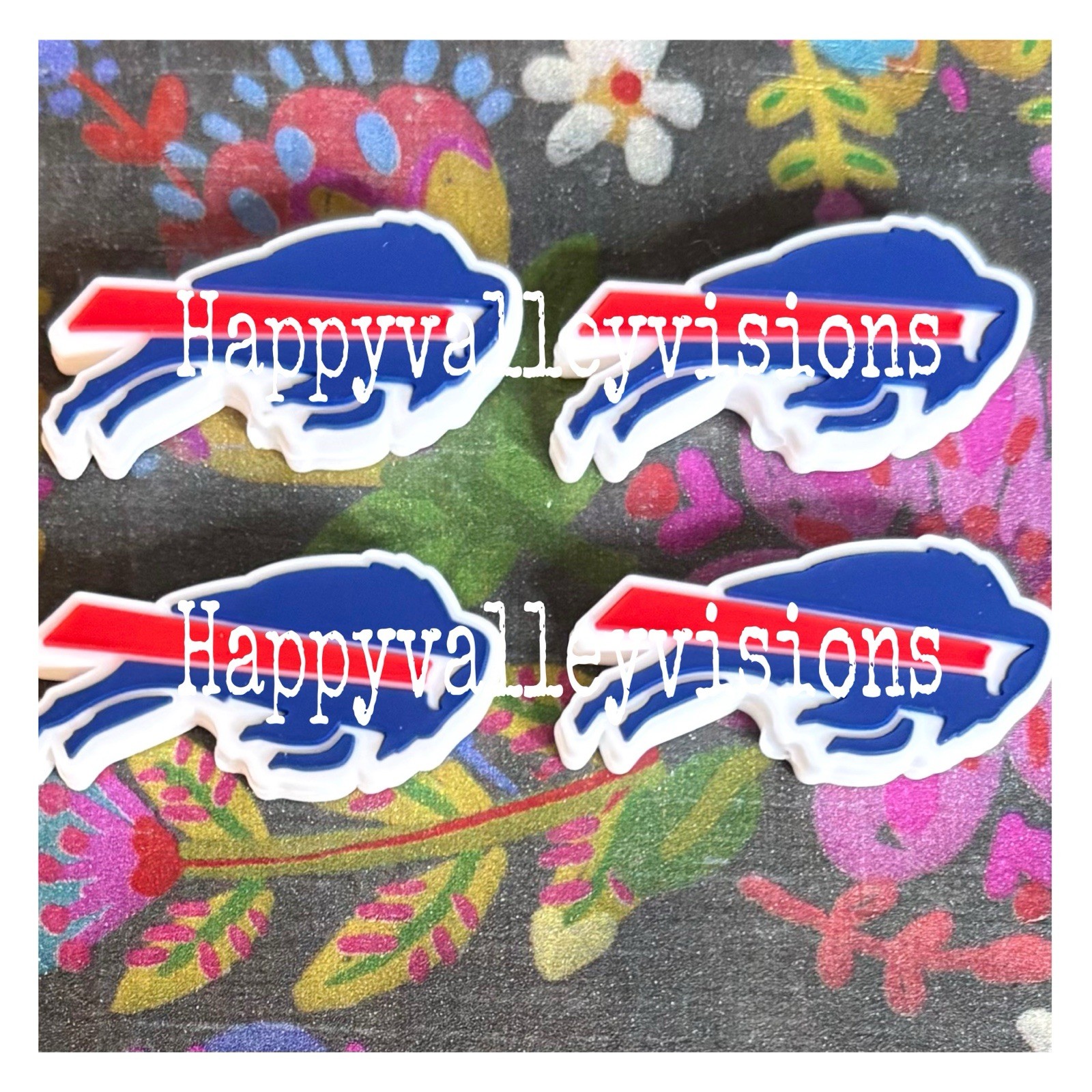 4 Piece BUFFALO Football Team Silicone Focal Beads DIY Jewelry Pens Keychains