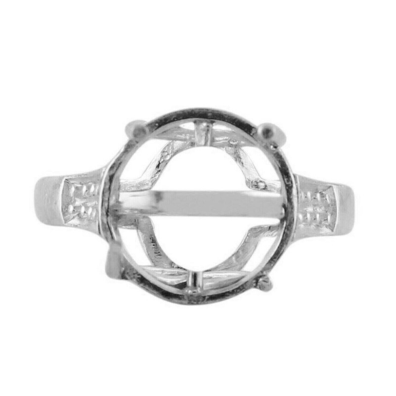 Solitaire 10MM Round Shape Semi Mount Women Cocktail Ring 925 Sterling Silver