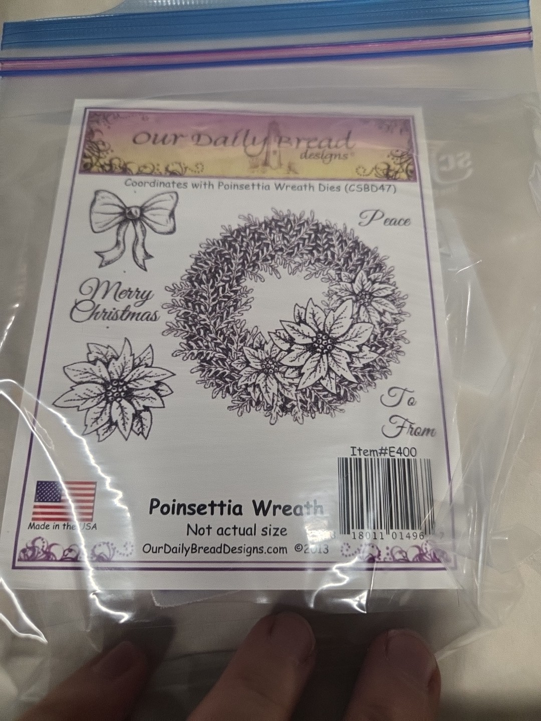 Our Daily Bread Designs Christmas Poinsettia Wreath Stamps Set 6 Pcs