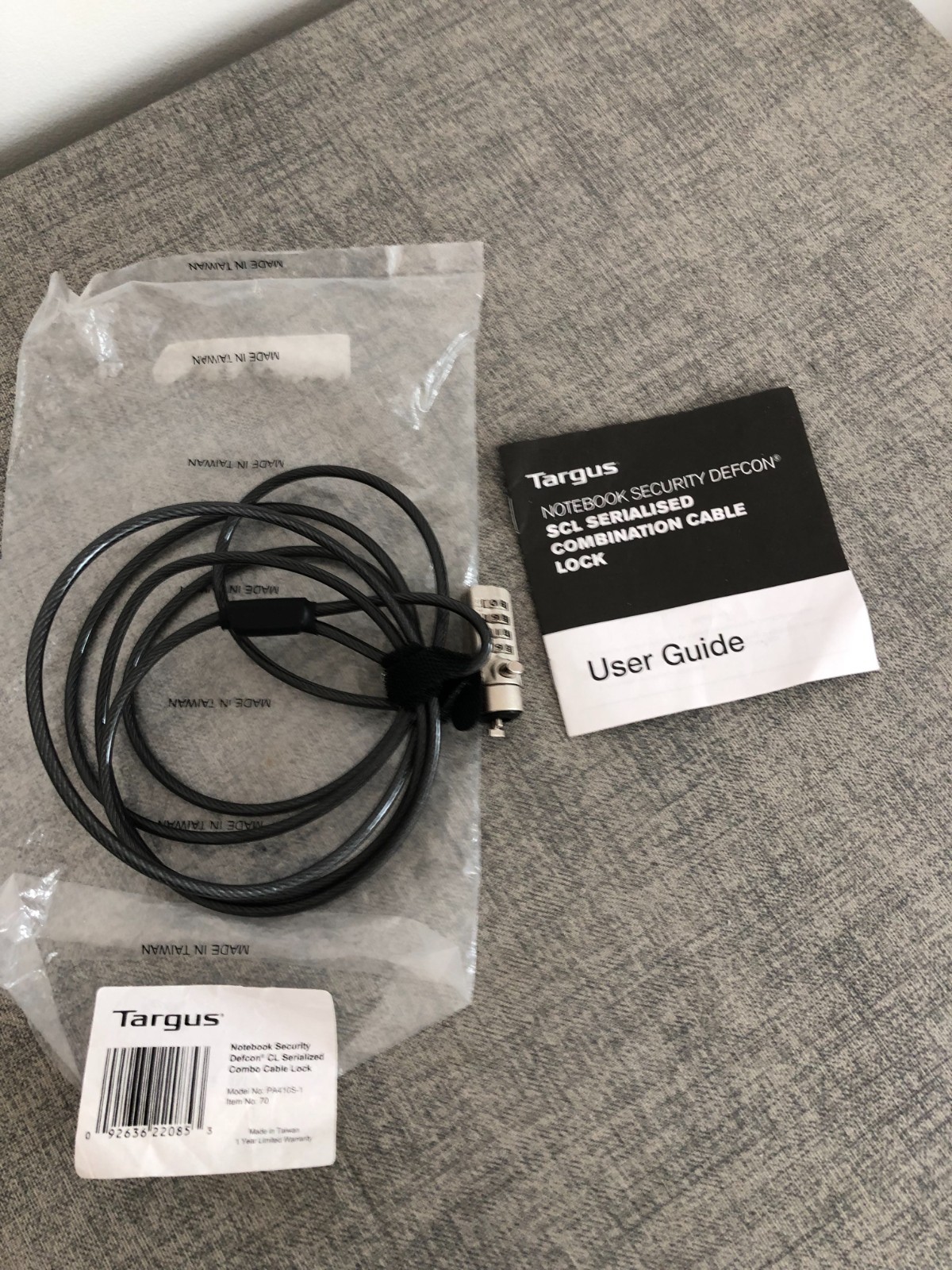 Targus Notebook Security DEFCON CL Serialized Combo Cable Lock PA410S-1 NEW