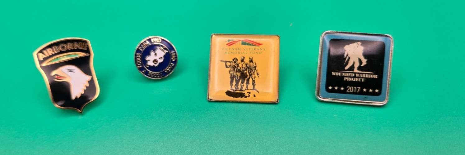 Military Pin Lot-Army Caribbean Defense-WWP-Vietnam Veterans Fund-Army Airborne