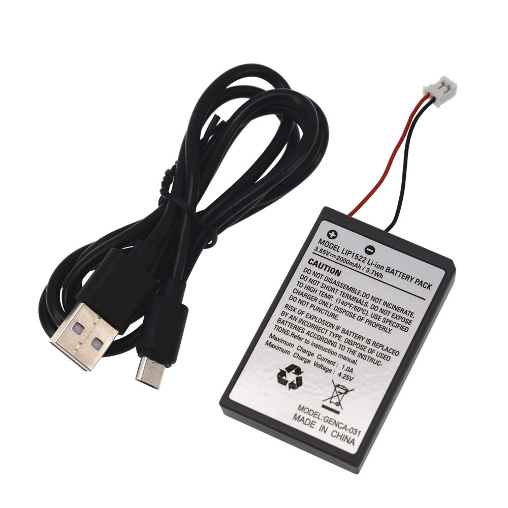 4x RECHARGEABLE BATTERY FOR PS4 CONTROLLER CUH-ZCT1 CAPACITY 2000mAh + CABLE
