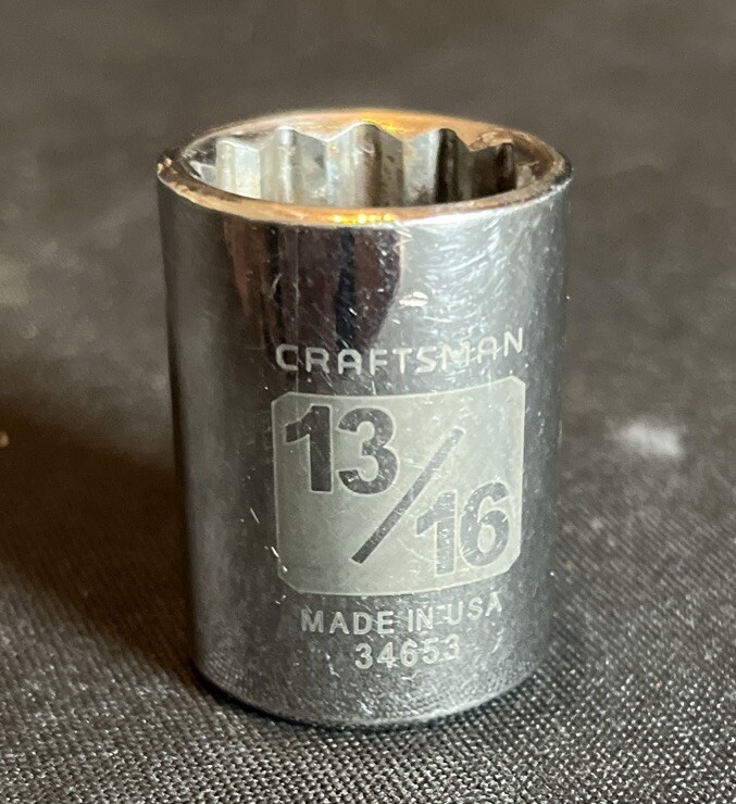 Craftsman USA 13/16" Easy Read Shallow Socket 1/2" Drive 12 Point 34653 SAE