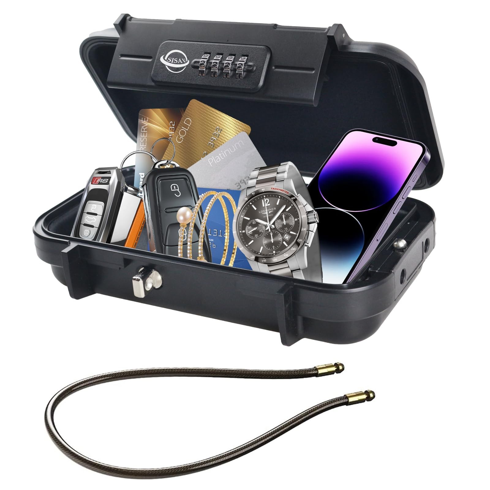 Portable Safe ,Combination Safe with Removable Cable,Set Your Own Combination...