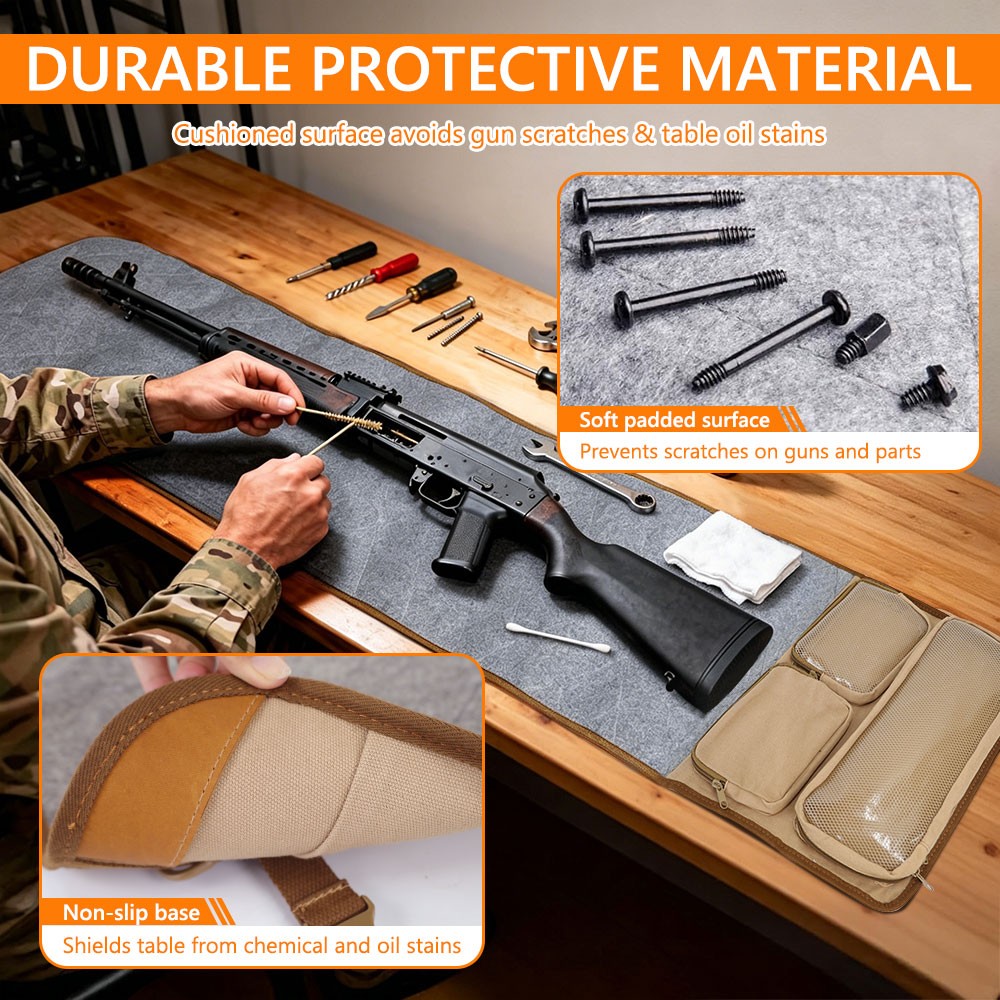 Large Gun Cleaning Mat Portable Foldable Shooting Pad with Tool Storage Pocket