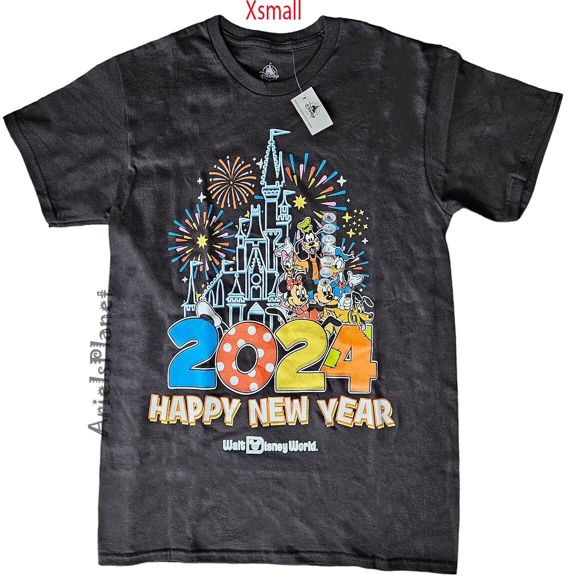 2024 Walt Disney World Parks Mickey & Friends Happy New Year T-Shirt XSmall