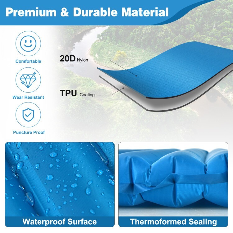 3" Camping Sleeping Pad Thick Waterproof Inflatable Sleeping w/Tents & Hammocks