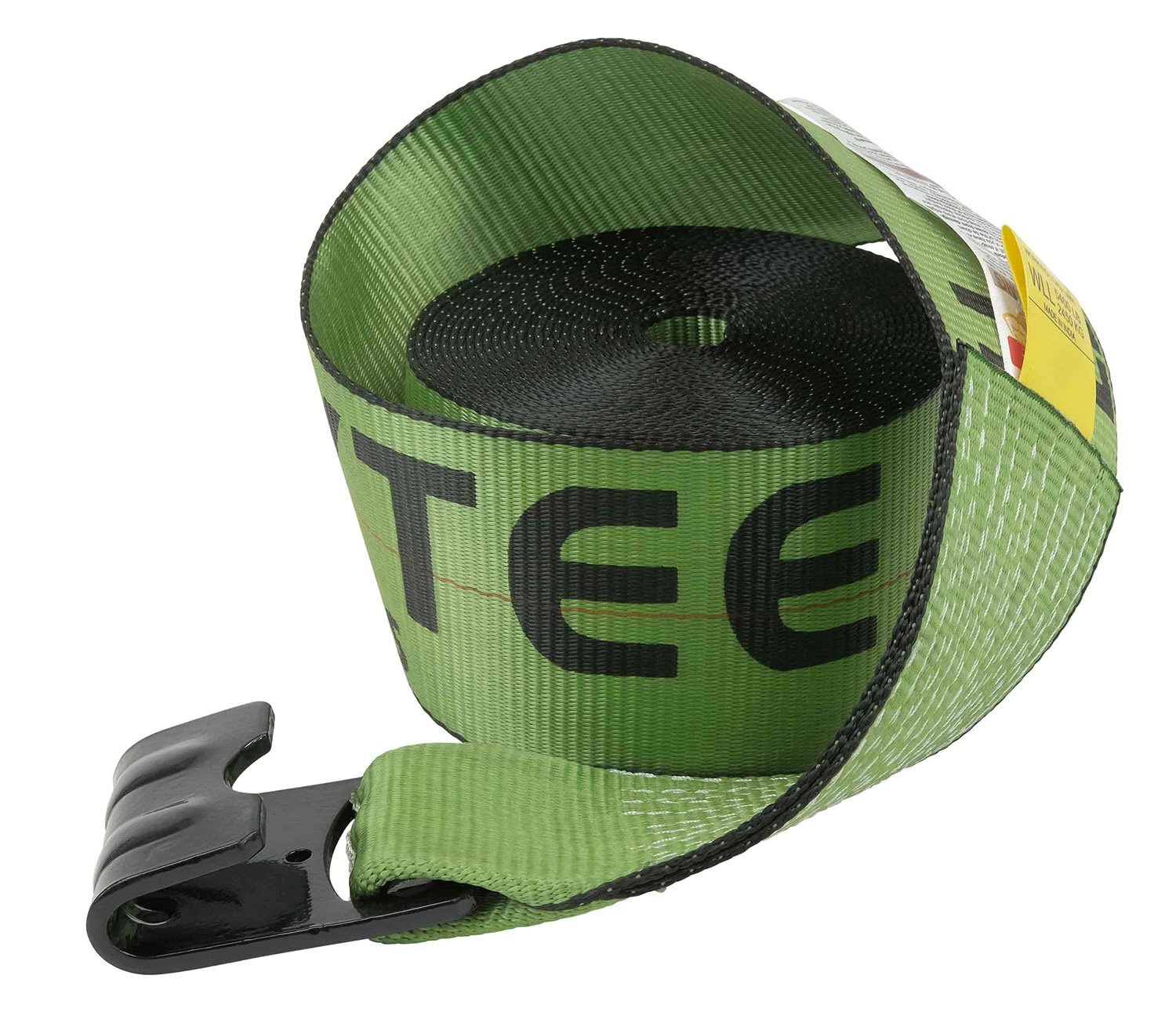 (20 Pack) 4" Winch Strap with Flat Hook - Green