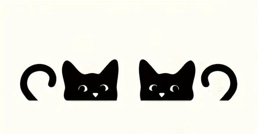 Playful Peeking Cat Vinyl Sticker Decal Car Mirror Black Cat Indoor Outdoor