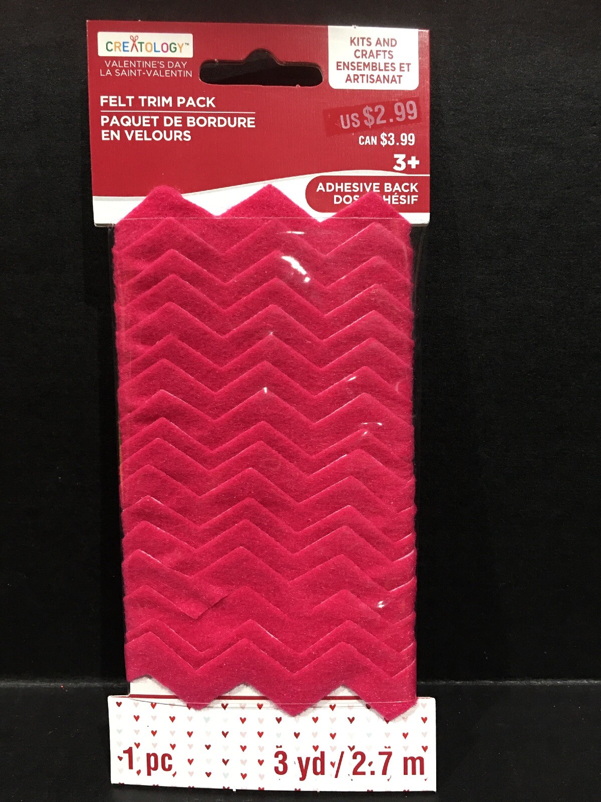 Valentine’s Day Pink Felt Trim Lot Adhesive Back Craft 1pc 3yd New 💖