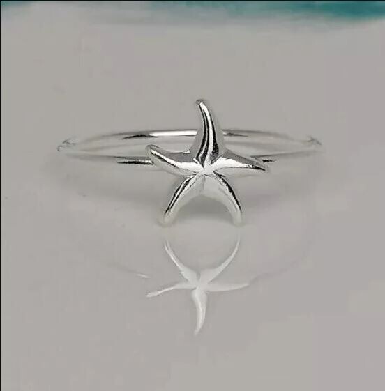 925 Sterling Silver Ladies Starfish Toe Ring 14k White Gold Plated